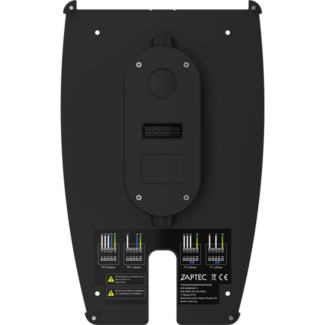 Close-up van Type 2 socket op Zaptec Pro laadpaal voor flexibel laden met losse laadkabel