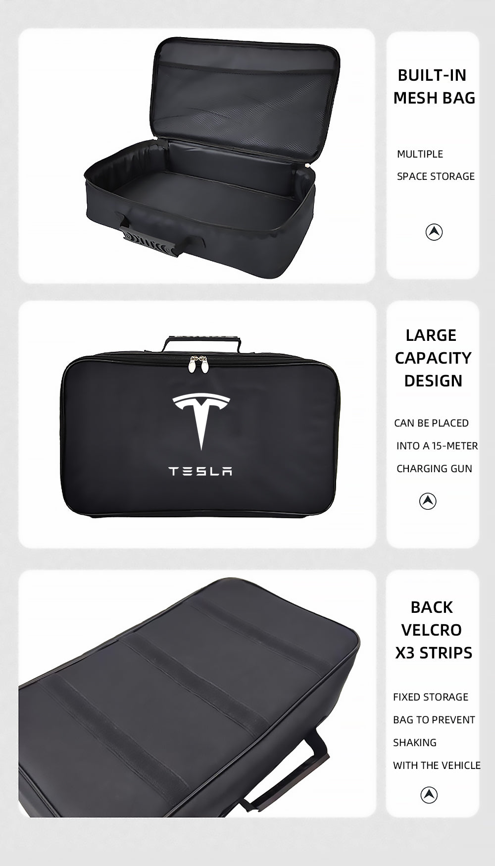BlackCharge® laadkabel opbergtas Tesla Small/Medium/Large - BlackCharge Small (32x32x10cm)
