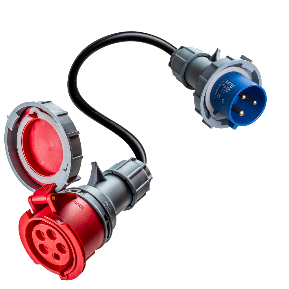CEE Krachtstroom Adapter (16A naar 32A) – Rood naar Blauw
