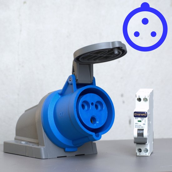 EVshield® Power-pack - BlackCharge 1-fase CEE Blauw – 32A