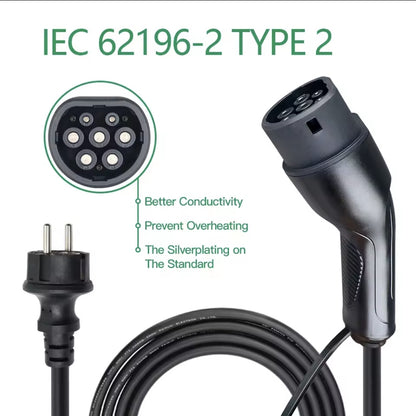BlackCharge® 3.0 Max Mobiele EV Lader | 3,7kW – 7,4kW – 11kW | Type 2 | Waterdicht IP66 | 5/7/10 meter - BlackCharge 3.7kW / 5 meter / Excl. verloopstekkers
