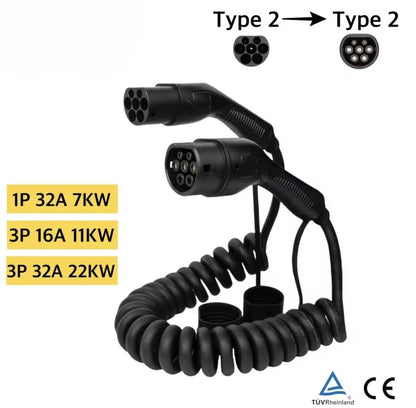 BlackCharge® Flex Laadkabel Type2 naar Type2 Mennekes – 7/11/22kW
