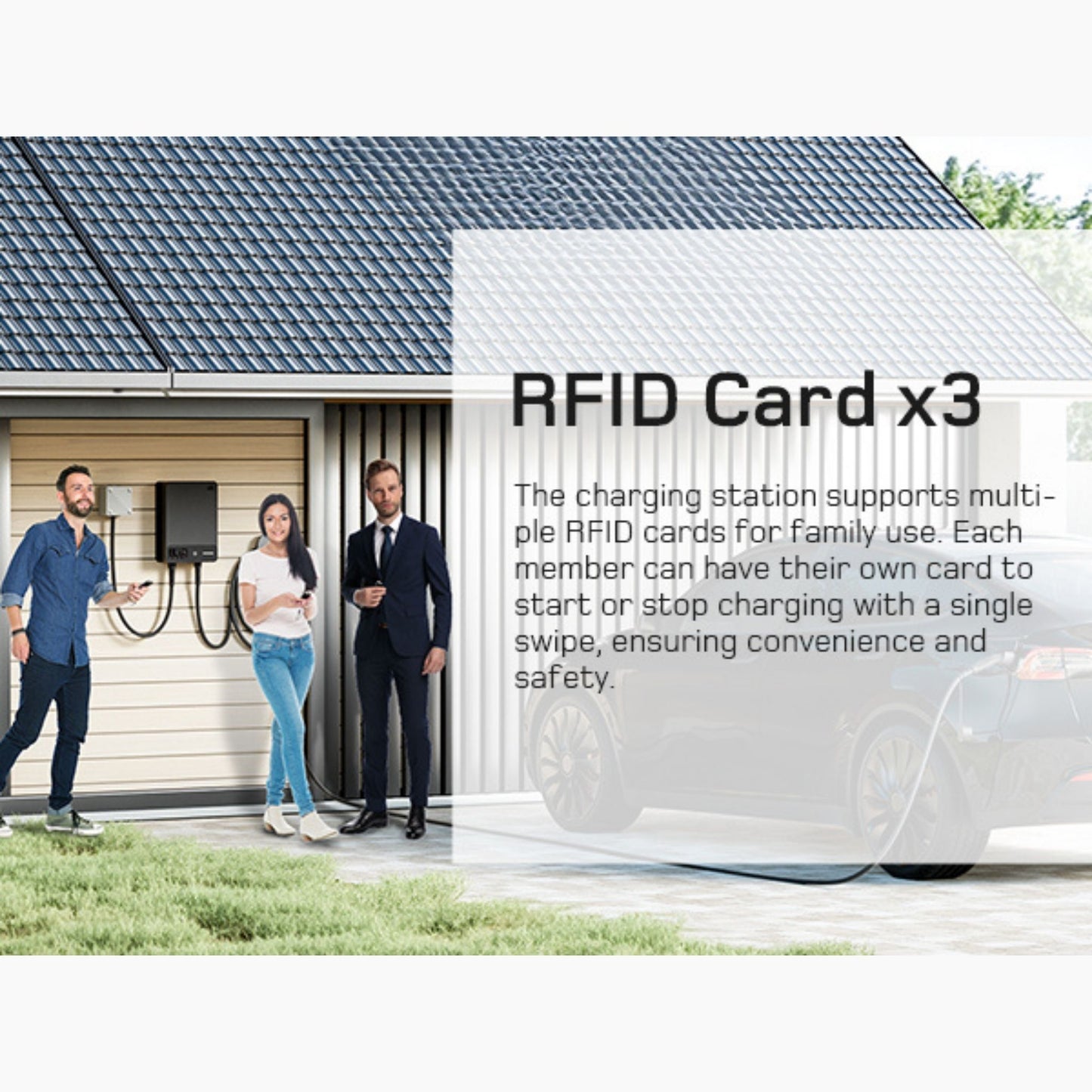 Wallbox Home 7,4 kW – Slimme EV Lader met App & RFID | Type 2 | Zwart/Wit - BlackCharge 5 meter / Zwart