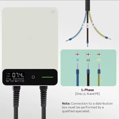 Wallbox Home 7,4 kW – Slimme EV Lader met App & RFID | Type 2 | Zwart/Wit - BlackCharge 5 meter / Zwart