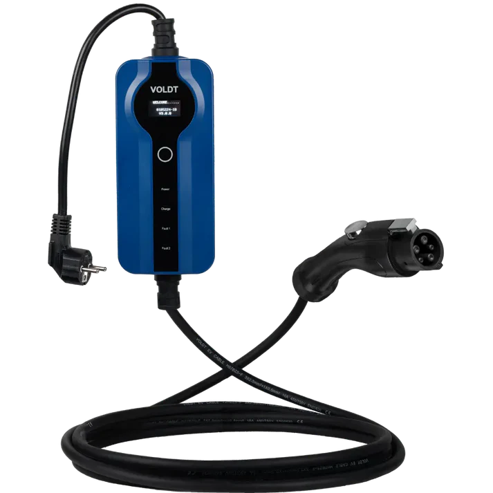 Voldt mobiele thuislader Type 2 met regelbaar vermogen en Schuko-stekker