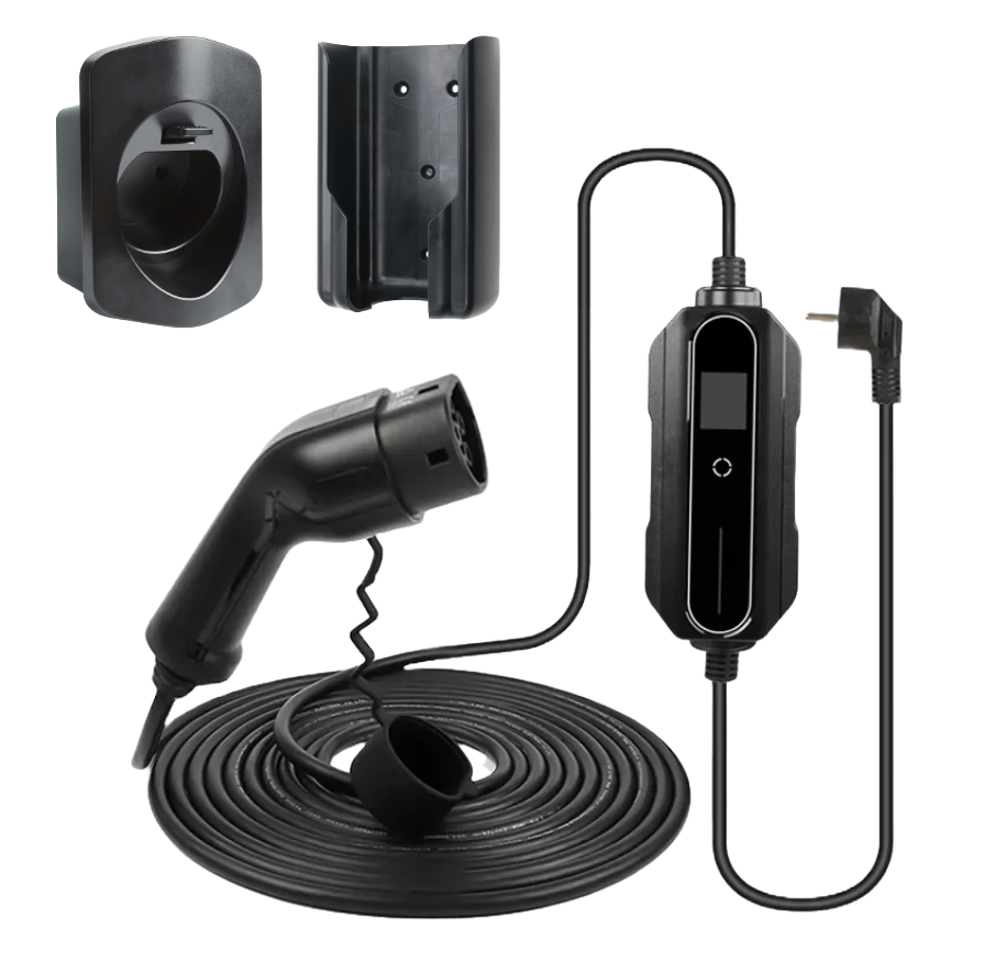 BlackCharge mobiele lader met LCD-display Type 2 naar Schuko