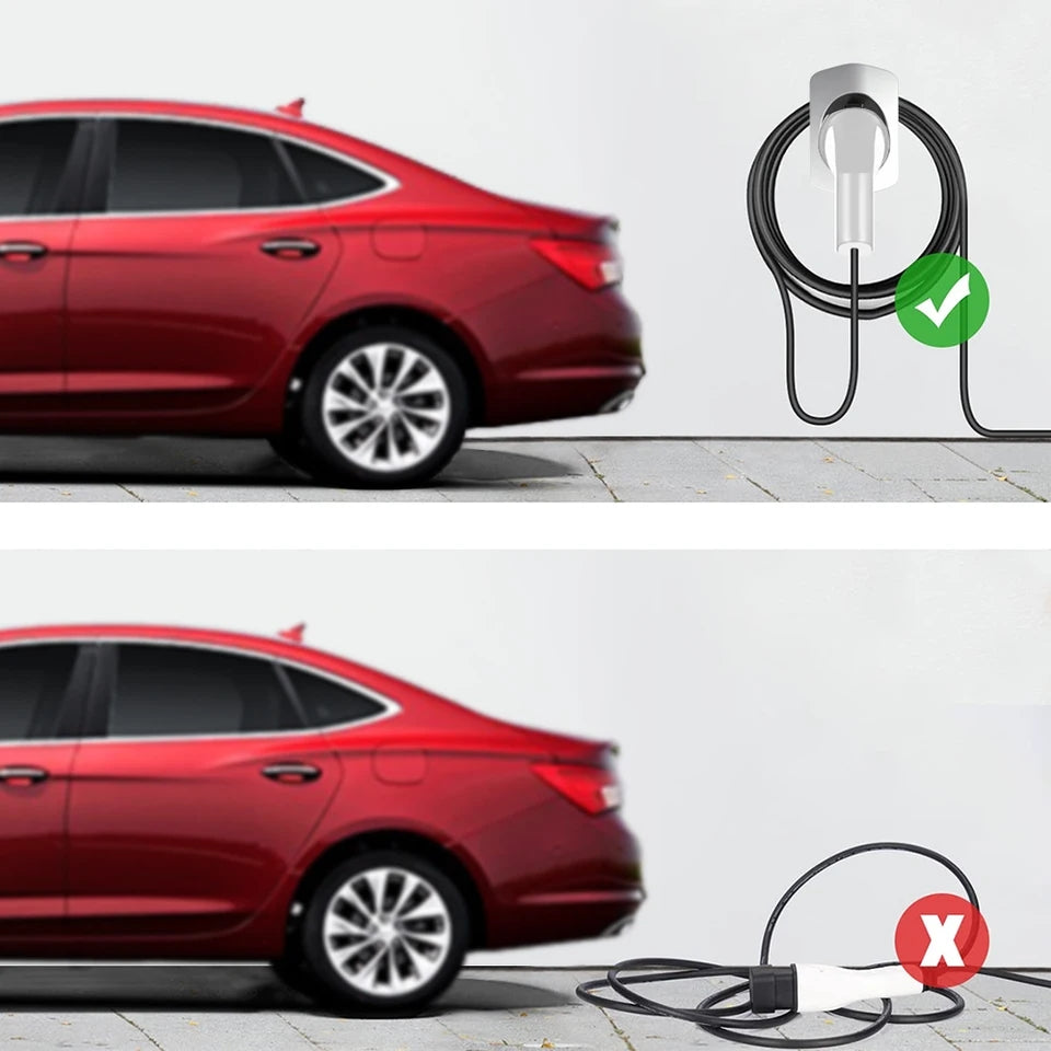 BlackCharge® Laadkabelhouder Type 2 – Stevige Muurbeugel voor een Georganiseerde Laadplek - BlackCharge Zwart